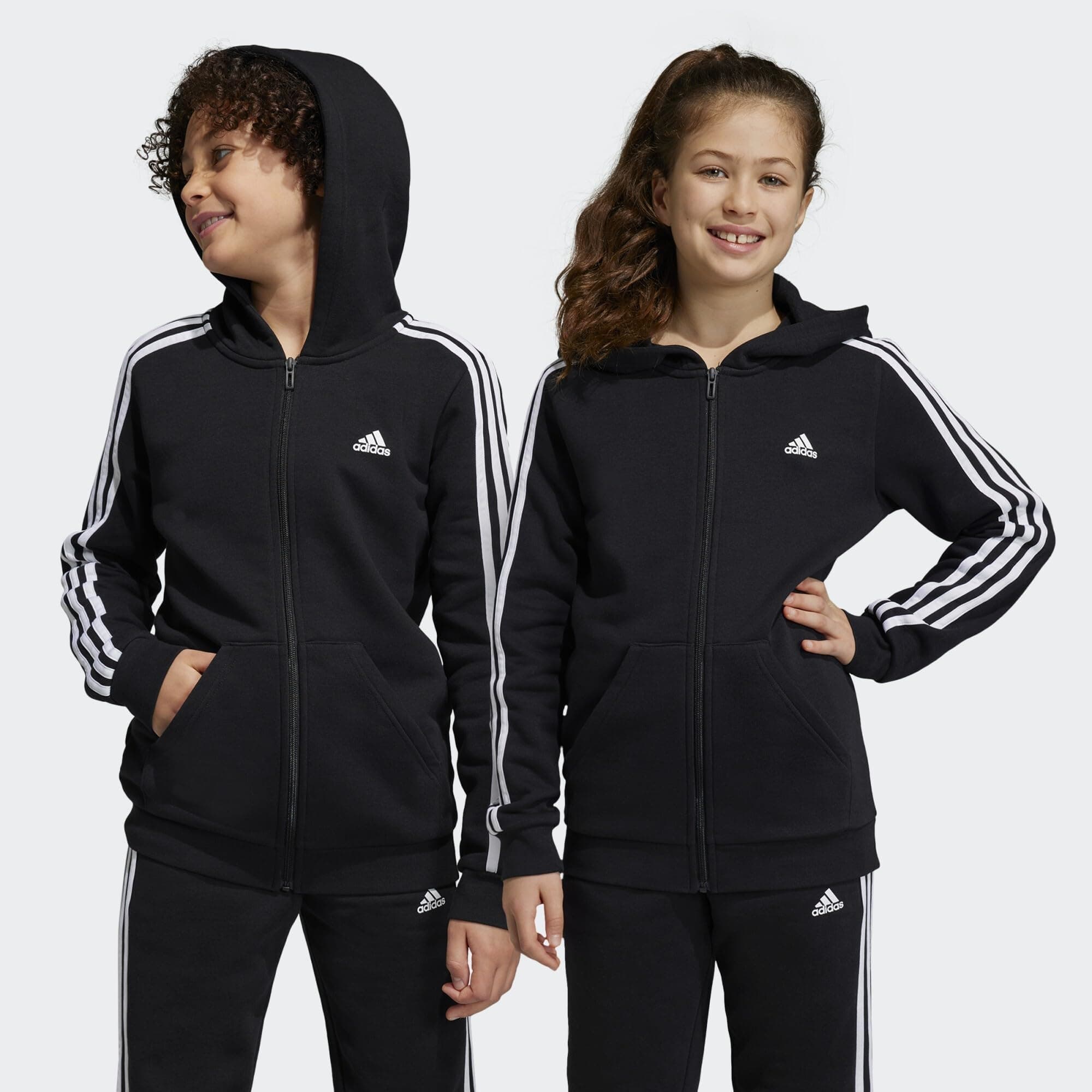 adidas Essentials 3-Stripes Fleece Full-Zip Hoodie Sudadera Unisex niños