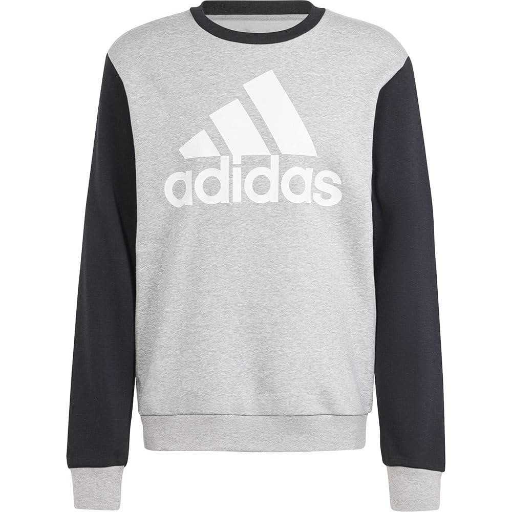adidas Essentials Fleece Big Logo Sweatshirt Sudadera, Medium Grey Heather/Black, M Men's