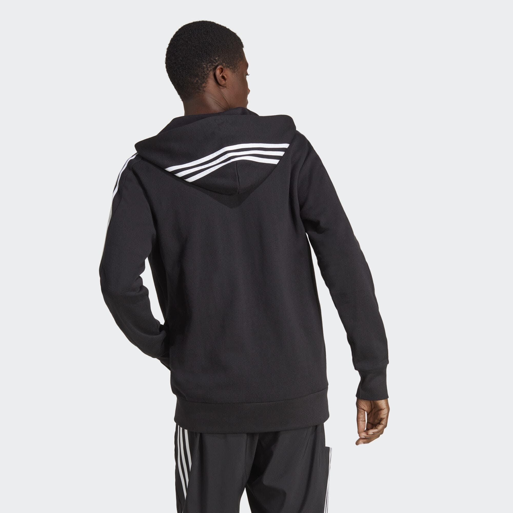 adidas Essentials French Terry 3-stripes Full-zip Hoodie Sudadera con capucha, Black/White, XL Hombre