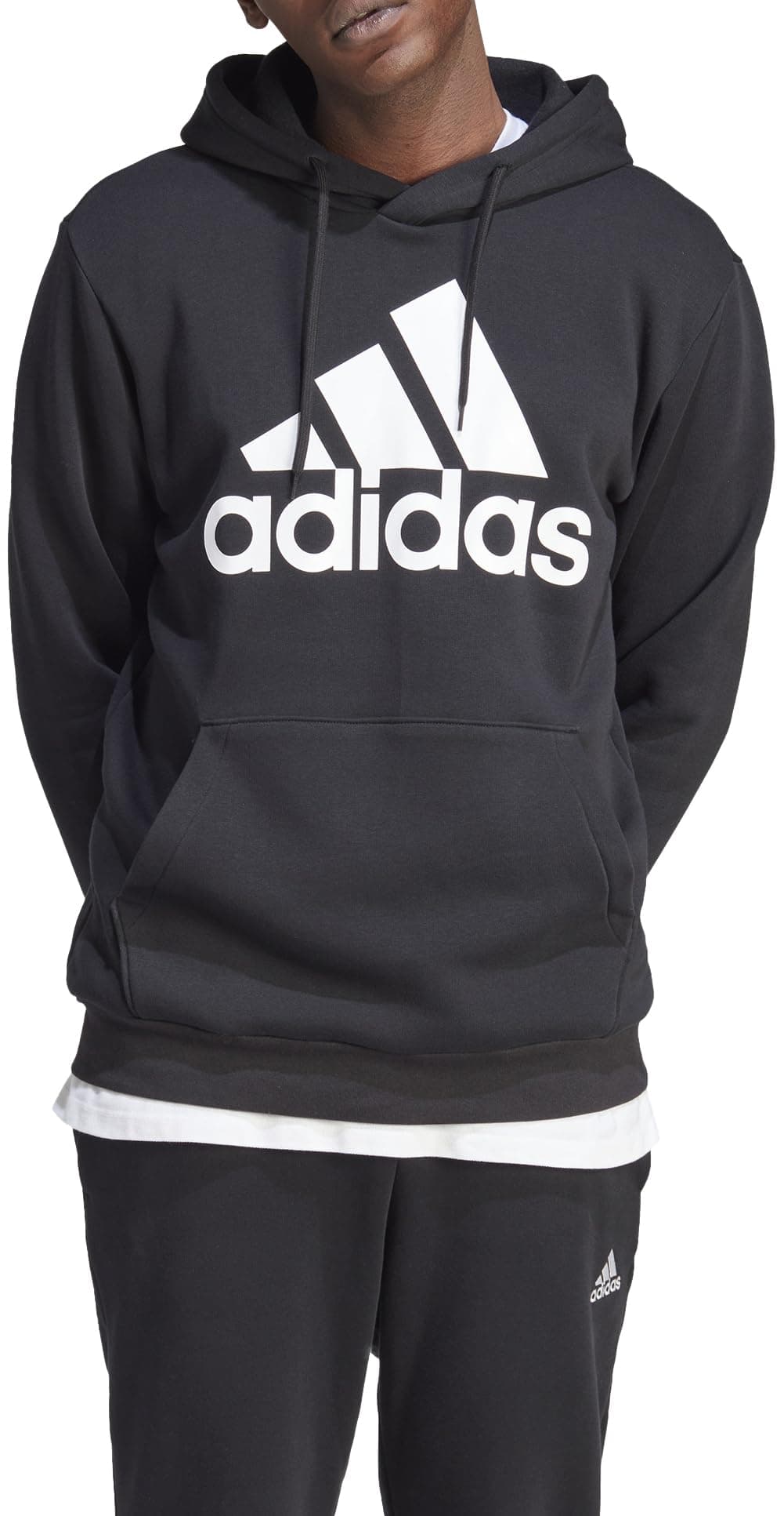 adidas Hombre Essentials Fleece Big Logo Hoodie, Black, XXL Short