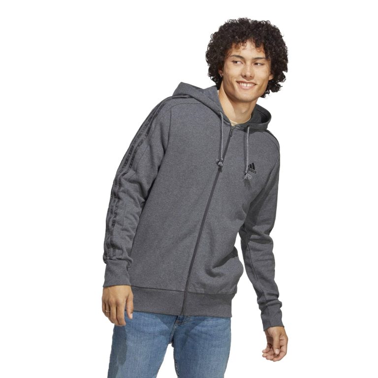 adidas Essentials French Terry 3-Stripes Full-Zip Hoodie Top con Capucha Hombre
