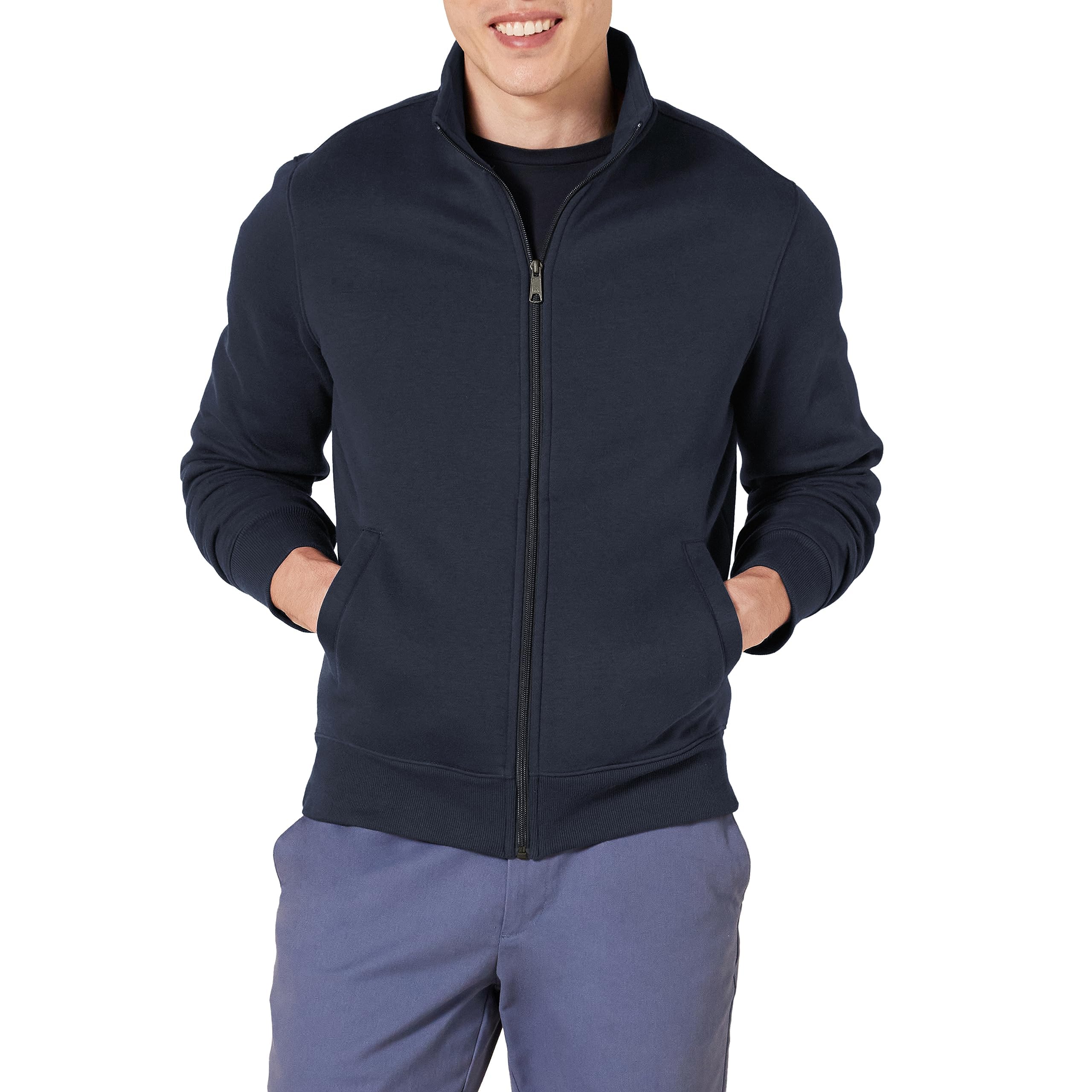 Amazon Essentials Full-Zip Polar Fleece Jacket with Perkins Collar Men's