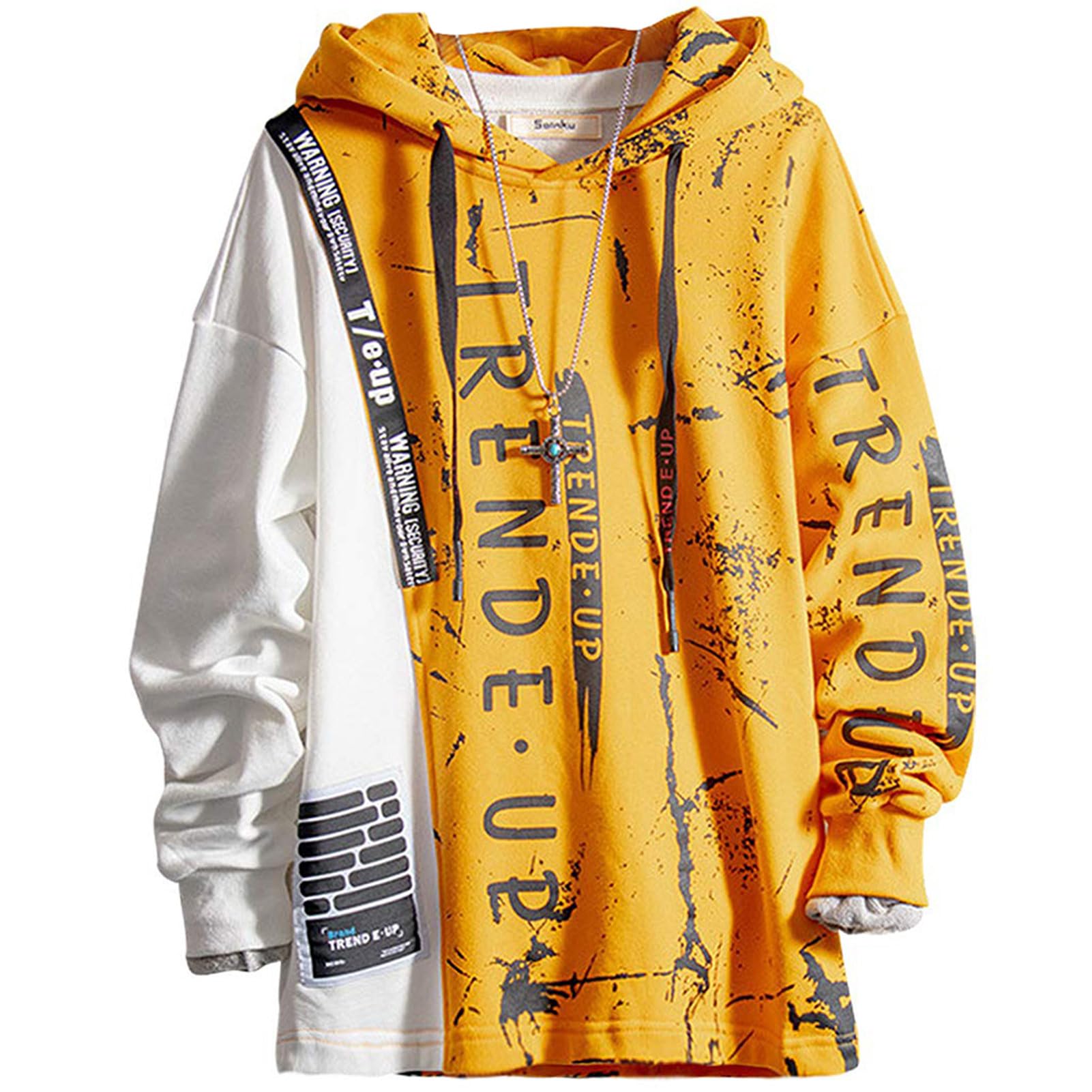 XIAOYAO Hombre Sudadera con Capucha Techwear Hip Hop Manga Larga Hoodie Camisa de Entrenamiento Casual
