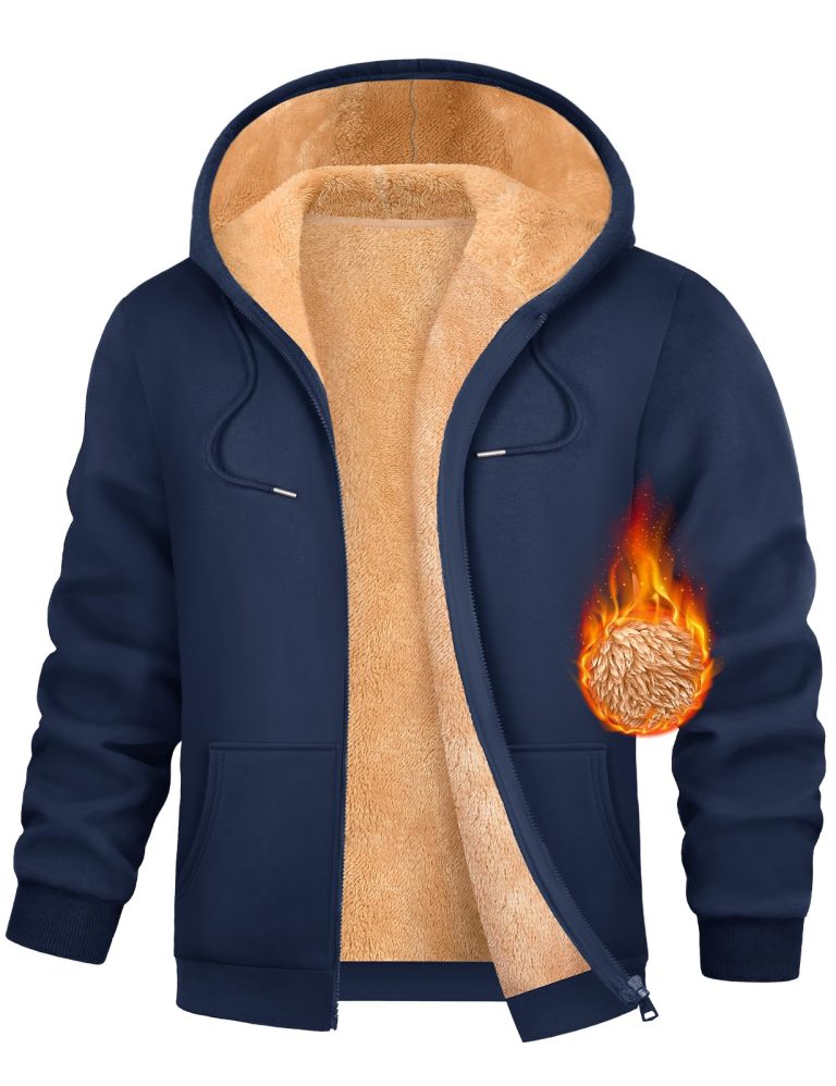 heekpek Sudaderas Hombres con Capucha y Cremallera Forro Polar Invierno Básica Casual Cálido Zip Hoodie Chaqueta de Invierno Hombre