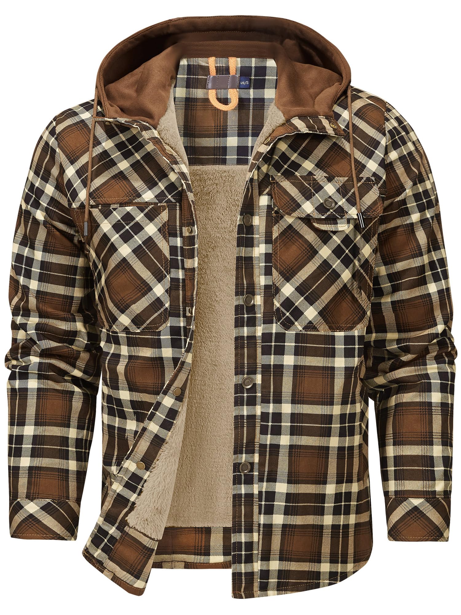 Mr.Stream Hombres Casual Manga Larga de Franela a Cuadros botón Forrado de Piel Caliente Camisa Chaqueta Sherp