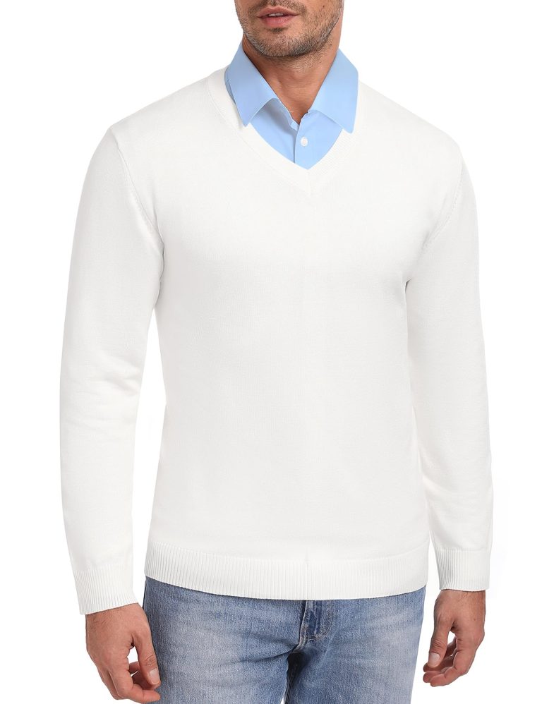 iClosam Jersey Hombre Invierno Suéter Hombre Invierno Jersey de Hombre de Invierno Clásico con Cuello en V JerséIs de Punto de Manga Larga