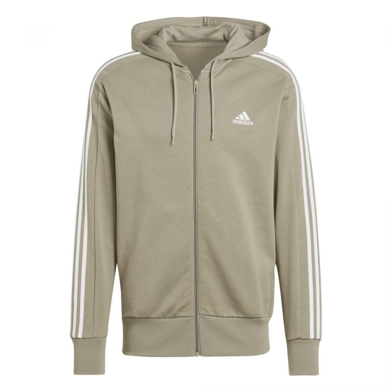 adidas Essentials French Terry 3-Stripes Full-Zip Hoodie Sudadera con Capucha Hombre (Pack de 1)