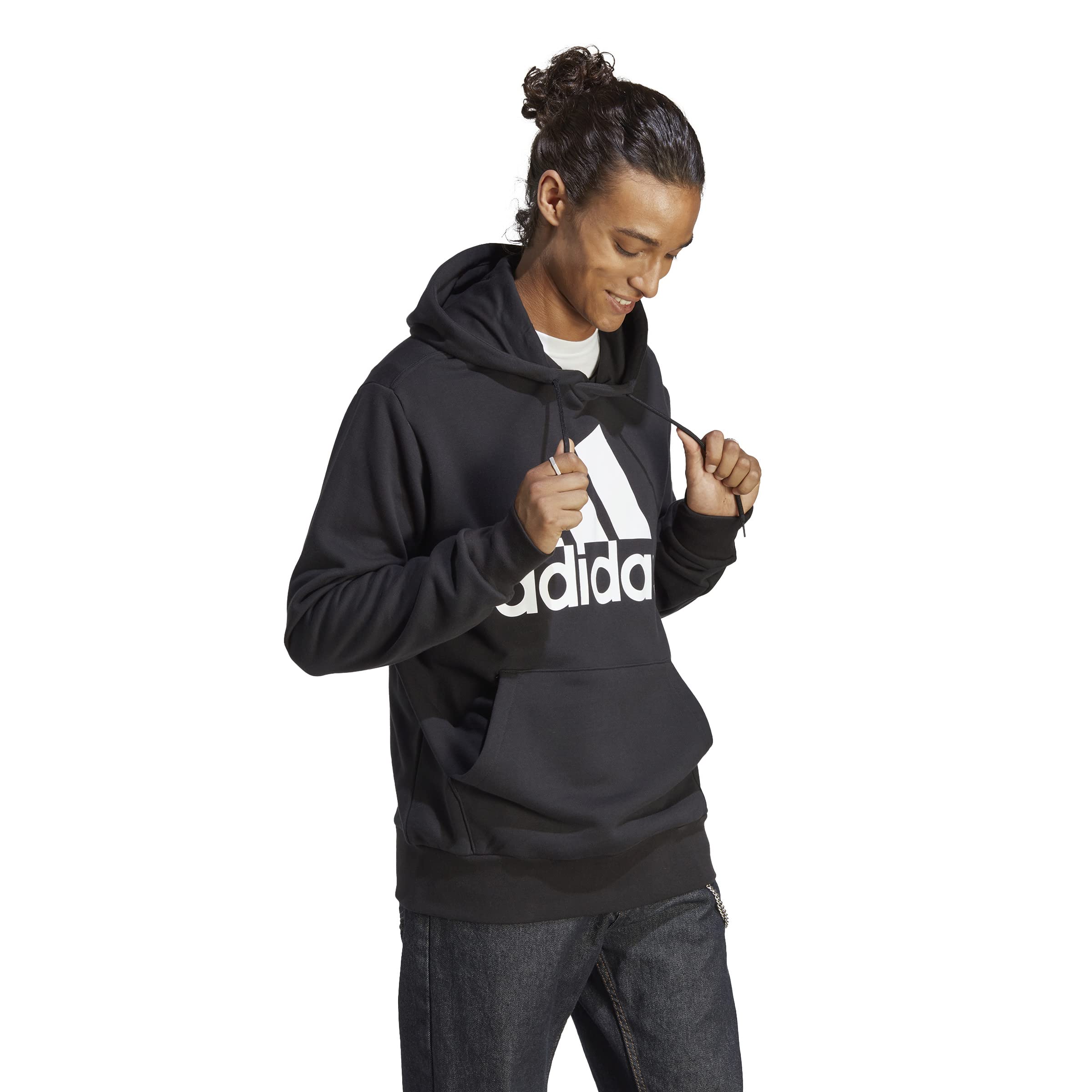 adidas Hombre Essentials French Terry Big Logo Hoodie, Black, XXL