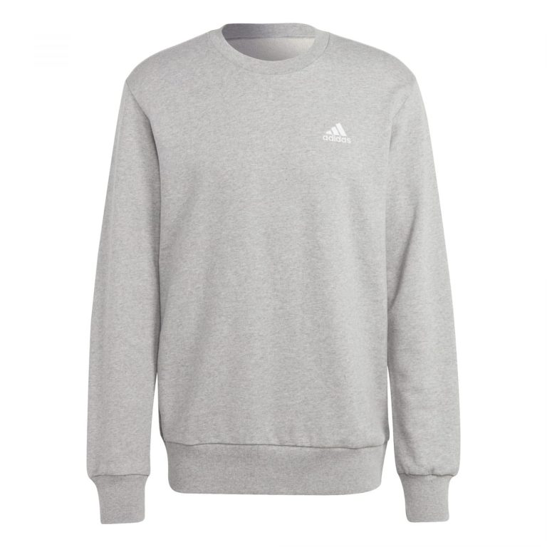 adidas Hombre Essentials French Terry Embroidered Small Logo Sweatshirt, Medium Grey Heather, M