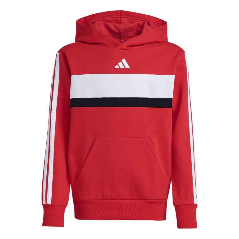 adidas Seasonal Essentials Tiberio 3 Stripes Fleece Hoodie Sudadera con Capucha Unisex niños (Pack de 1)